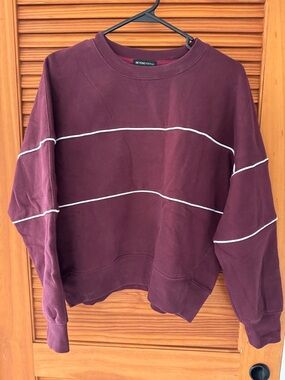 BEYOND YOGA Burgundy Striped Crewneck Sweatshirt